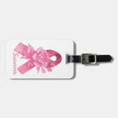 ピンクのリボンの生存者のばら色の荷物のラベル ラゲッジタグ (正面横)