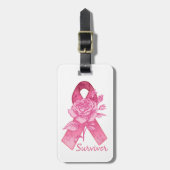 ピンクのリボンの生存者のばら色の荷物のラベル ラゲッジタグ (正面縦)
