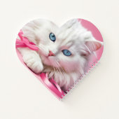 ピンクのリボンの白い猫 ノートブック (裏面)