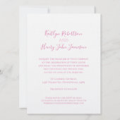 ピンクのリボンの白い鳩 招待状 (裏面)