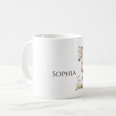 ピンクのリボンの花の白馬 コーヒーマグカップ (正面左)