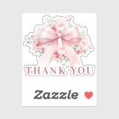 ピンクのリボンの花 ありがとう シール (シート)