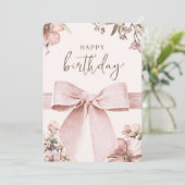 ピンクのリボンの誕生日カード シーズンカード (スタンド正面)