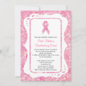 ピンクのリボンの資金集めをするイベントの招待状 招待状 (正面)