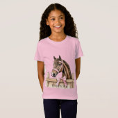 ピンクのリボンの馬 Tシャツ (正面フル)