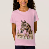 ピンクのリボンの馬 Tシャツ (正面)