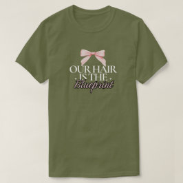 ピンクのリボンの黒髪の設計図カスタムTシャツ Tシャツ