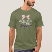 ピンクのリボンの黒髪の設計図カスタムTシャツ Tシャツ (正面)