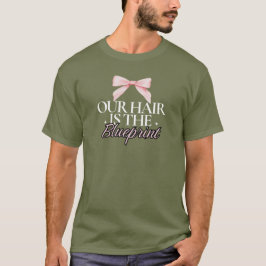 ピンクのリボンの黒髪の設計図カスタムTシャツ Tシャツ