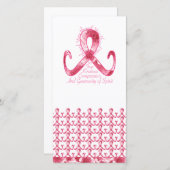 ピンクのリボンは感謝していしています サンキューカード (正面/裏面)