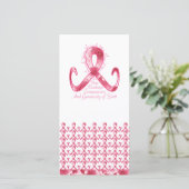 ピンクのリボンは感謝していしています サンキューカード (スタンド正面)