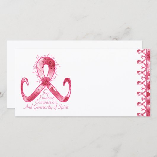 ピンクのリボンは感謝していしています サンキューカード (正面/裏面)