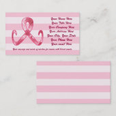 ピンクのリボンは感謝していしています 名刺 (正面/裏面)