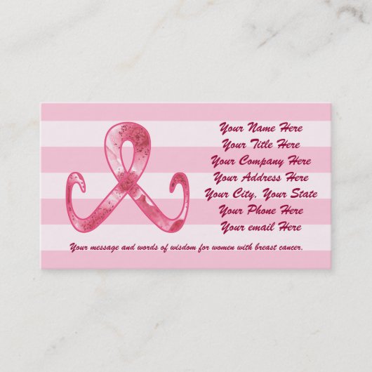 ピンクのリボンは感謝していしています 名刺 (正面)