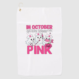ピンクのリボンをつけて闘おう 看護師のための乳がん啓発Tシャツ ゴルフタオル