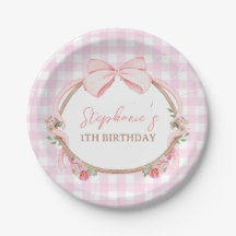 ピンクのリボンを付けたウサギの1歳の誕生日おめでとう