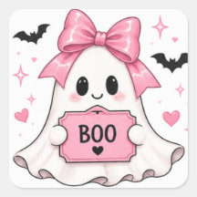 ピンクのリボンを付けたオバケのコケティーヌ・ハロウィン