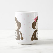 ピンクのリボンを付けた小さな猿 コーヒーマグカップ (中央)