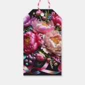 ピンクのリボンを持つ青々とした牡丹、Natasha Us ギフトタグ (裏面)