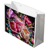 ピンクのリボンを持つ青々とした牡丹、Natasha Us ラージペーパーバッグ (正面アングル)