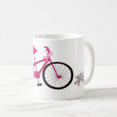 ピンクのリボンを飾ったピンクの自転車 コーヒーマグカップ (正面右)