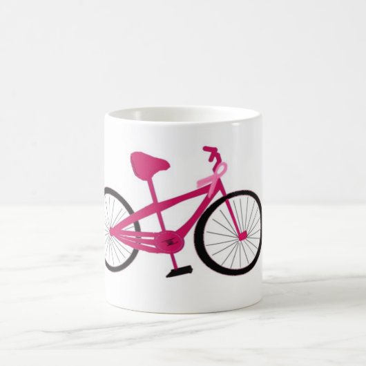 ピンクのリボンを飾ったピンクの自転車 コーヒーマグカップ (中央)