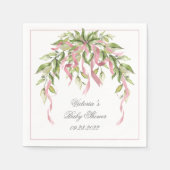 ピンクのリボンエレガントの赤パーソナライズされたちゃんシャワー スタンダードカクテルナプキン (正面)