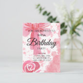 ピンクのリボンガールの誕生日招待状 ポストカード (スタンド正面)