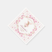 ピンクのリボンギンガムチェックのうさぎの1歳の誕生日 スタンダードカクテルナプキン (角)