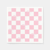ピンクのリボンチェックのガーリーな独身最後の夜 スタンダードカクテルナプキン (正面)