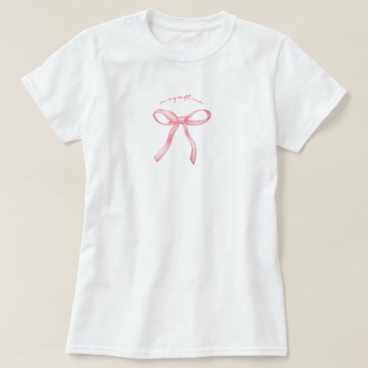 ピンクのリボンチェリーソフトガール Tシャツ (デザイン正面)