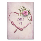 ピンクのリボンハートと指輪 テーブルナンバー (裏面)