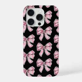 ピンクのリボンパターンのスマホケース iPhone 15 PROケース