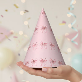 ピンクのリボンパターンの誕生日パーティーハット パーティーハット