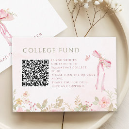 ピンクのリボンフローラルガーデン卒業式大学基金 エンクロージャーカード