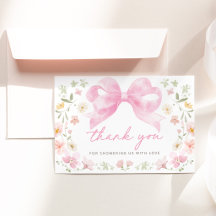 ピンクのリボンフローラルベビーシャワーの御礼