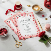 ピンクのリボンボウのGalentine's招待状 招待状