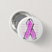 ピンクのリボンボタン 缶バッジ (正面&裏面)