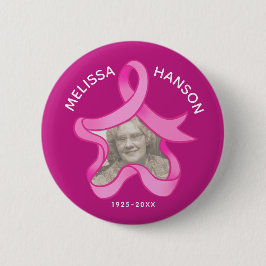 ピンクのリボンメモリ写真のスター名の日付 缶バッジ