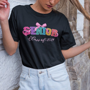 ピンクのリボンユニバーシティージャケット シニアクラス 卒業年 Tシャツ