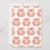 ピンクのリボン付きパンプキンベイビーシャワー 招待状 (裏面)