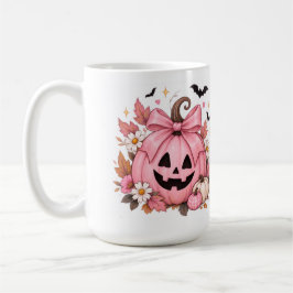 ピンクのリボン付きパンプキン・コケットハロウィン コーヒーマグカップ