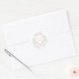 ピンクのリボン付き スウィート クレスト | 結婚前のお礼 ラウンドシール