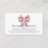 ピンクのリボン女の子の赤ちゃんシャワー本リクエスト エンクロージャーカード (正面)