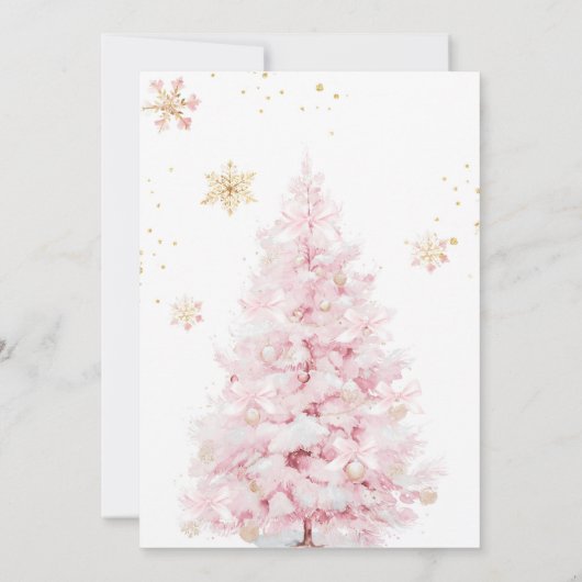 ピンクのリボン寒い外のベビーガールシャワー 招待状 (裏面)