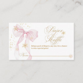 ピンクのリボン寒い外のベビーシャワーおむつ エンクロージャーカード
