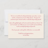 ピンクのリボン弓のスケッチ赤ちゃんシャワー サンキューカード (裏面)