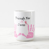 ピンクのリボン手のプリントのマグ コーヒーマグカップ (中央)