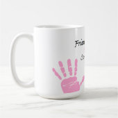 ピンクのリボン手のプリントのマグ コーヒーマグカップ (左)