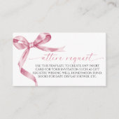 ピンクのリボン衣装依頼同封カード エンクロージャーカード (正面)